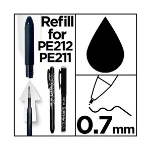 24 packs de remplacement pour stylo à encre gommable noir 3 uds.