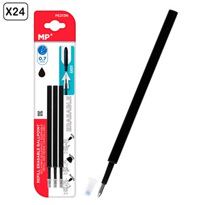 24 packs de remplacement pour stylo à encre gommable noir 3 uds.