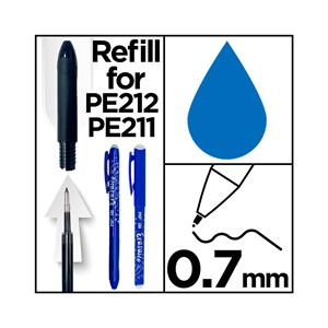 24 emballages de remplacement pour stylo à encre effacable bleu 3 uds.