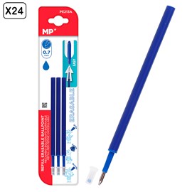 24 emballages de remplacement pour stylo à encre effacable bleu 3 uds.