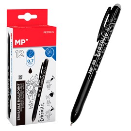 Pack 12 stylos rétractables pointe 0,7 mm 12 uds. Noir