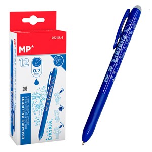 Pack 12 stylos gommables pointe 0,7 mm 12 uds. Bleu