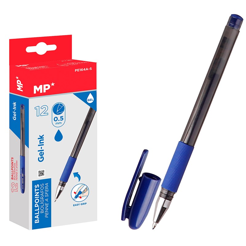 Pack 12 stylos à encre gel bleu pointe 0.5 mm