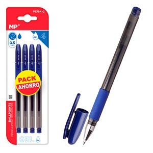 Ensemble de stylos à encre gel pointe 0,5 mm 4 uds bleus.