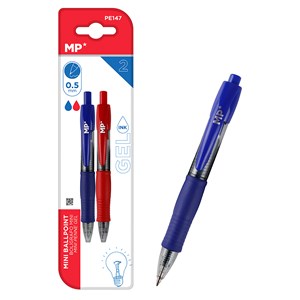 Ensemble de stylos gel mini pointe 0.7 mm 2 uds. Rouge et bleu.