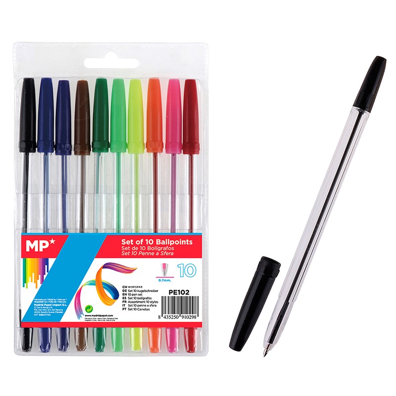 Ensemble de stylos de 10 couleurs