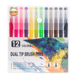 Set 12 marqueurs couleur double pointe, pointe fine 0,4 mm.