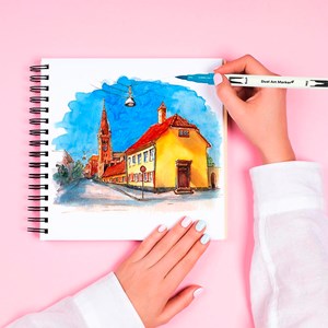 Set 12 marqueurs couleur double pointe, pointe fine 0,4 mm.