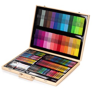 Malette en bois beaux-arts complète de peinture et dessin 180 pièces huile.