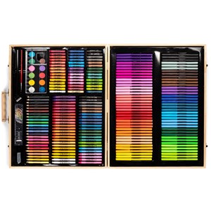 Malette en bois beaux-arts complète de peinture et dessin 180 pièces huile.