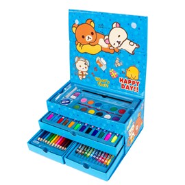 Set de peinture en mallette avec tiroirs, 54 pièces. Comprend des crayons.