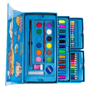 Set de peinture en mallette avec tiroirs, 54 pièces. Comprend des crayons.