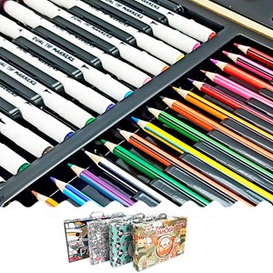 Malette beaux arts 138 pièces avec crayons et feutres double pointe.