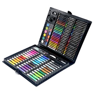 Set de peinture avec 150 pièces. Comprend des crayons, des aquarelles.