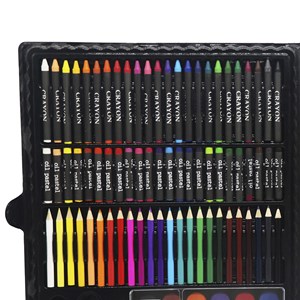 Set de peinture avec 150 pièces. Comprend des crayons, des aquarelles.