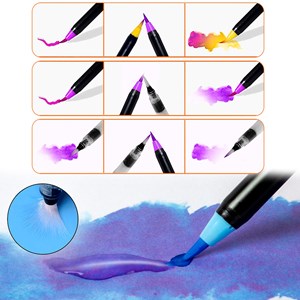 Set de 20+1 marqueurs à pointe pinceau aquarellables avec pinceau mélangeur.