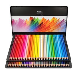 Ensemble de 72 crayons de couleur. Fabriqués en bois, forme ronde.