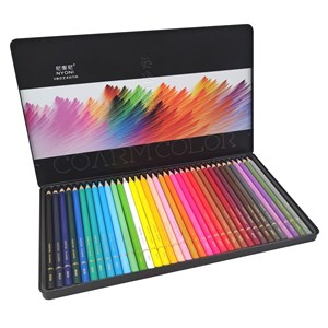 Ensemble de 36 crayons de couleur. Fabriqués en bois, forme ronde.