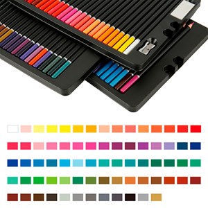 Ensemble de 74 crayons de couleur deluxe drawing avec gabarit de dessin et gomme