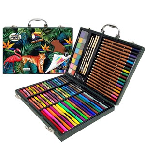 Malette beaux-arts 118 pièces avec crayons et feutres, aquarelles, craies pastel