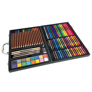 Malette beaux-arts 118 pièces avec crayons et feutres, aquarelles, craies pastel