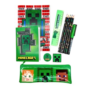 Minecraft ensemble de papeterie. Cahier a5, carnet, trousse, crayons de couleur.