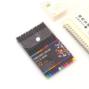 Ensemble de 12 marqueurs color fineliner professionnels à pointe fine de 0,4 mm.