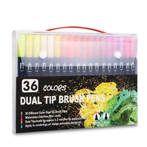 Set 36 marqueurs couleur dual art black line double pointe, pointe fine 0,4 mm.