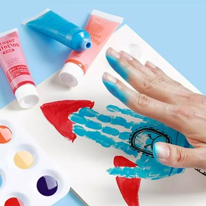 Set de 12 couleurs peinture acrylique pour doigts non toxique avec accessoires.