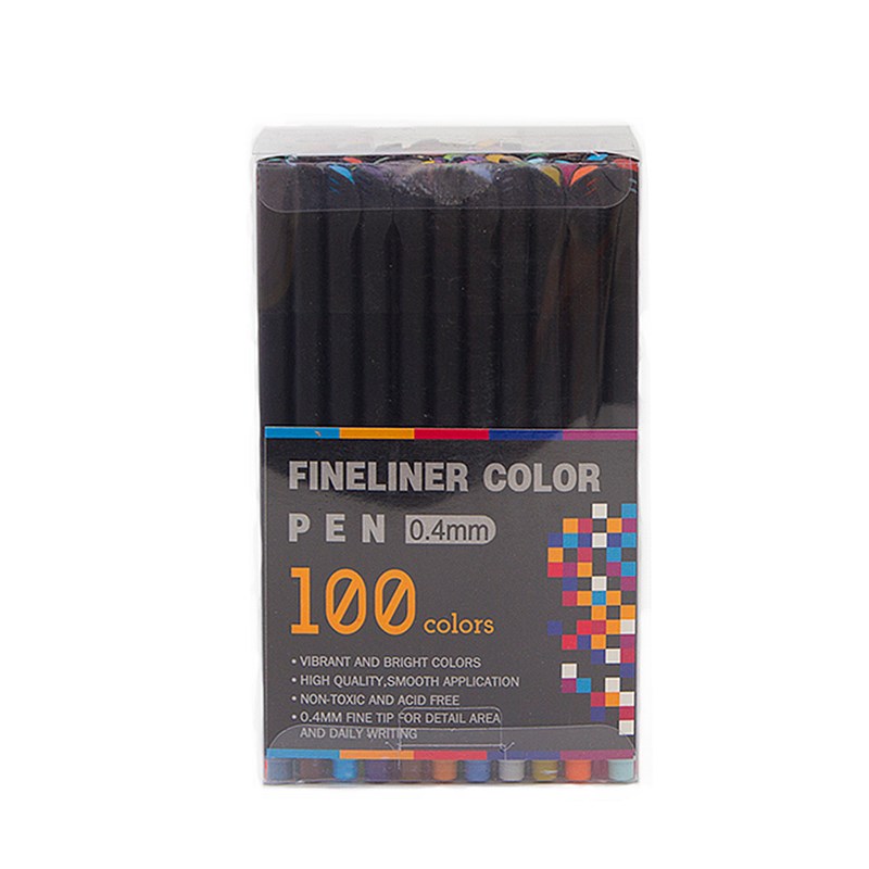 Set de 100 marqueurs color fineliner professionnels à pointe fine de 0,4 mm.