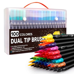 Set 100 marqueurs black line couleur double pointe, pointe fine 0,4 mm.
