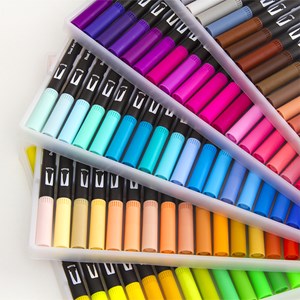 Set 100 marqueurs black line couleur double pointe, pointe fine 0,4 mm.