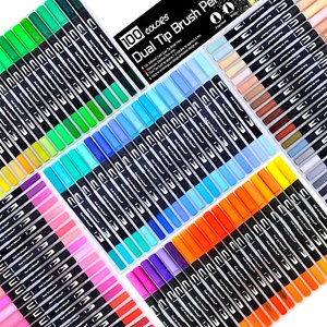 Set 100 marqueurs black line couleur double pointe, pointe fine 0,4 mm.