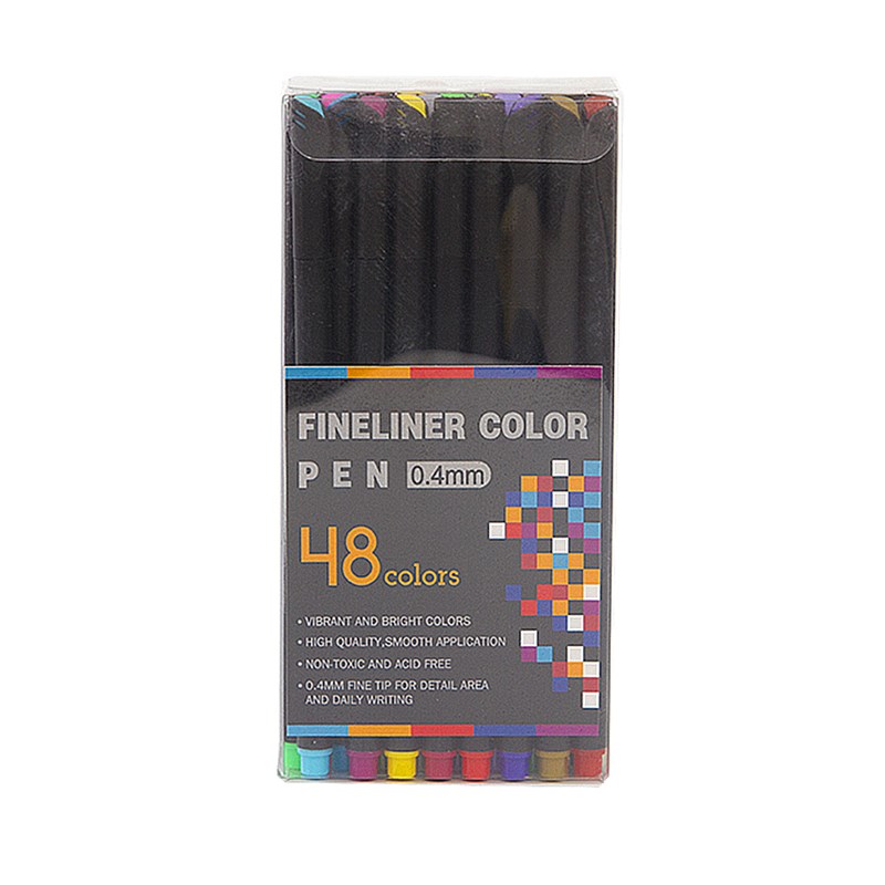 Set de 48 marqueurs color fineliner professionnel pointe fine 0,4 mms.
