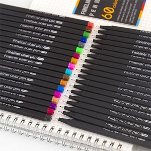 Set 60 marqueurs color fineliner professionnel pointe fine 0,4 mms.