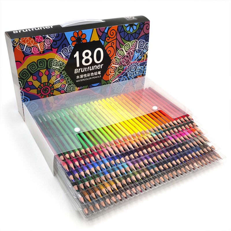 Set professionnel de crayons de couleur aquarellables 180 couleurs.
