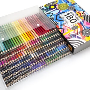 Set professionnel de crayons de couleur aquarellables 180 couleurs.