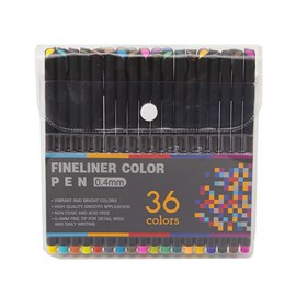 Set 36 marqueurs color fineliner professionnel pointe fine 0,4 mm.