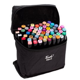 Set de 60 marqueurs de couleurs variées. Double pointe.