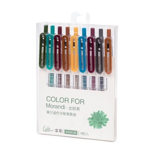 Ensemble de 9 stylos à gel de différentes couleurs.