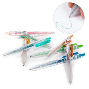 Ensemble de 9 stylos à gel de différentes couleurs.