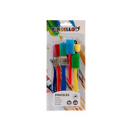 Ensemble de 6 pinceaux avec peinture et éponges.