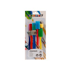 Ensemble de 6 pinceaux avec peinture et éponges.