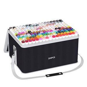 Ensemble de 204 marqueurs de couleurs variées.