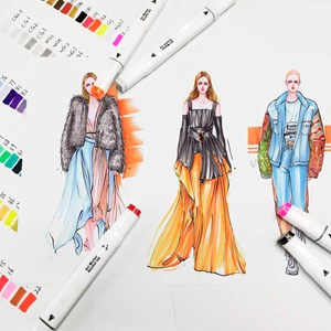 Ensemble de 204 marqueurs de couleurs variées.