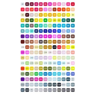 Ensemble de 204 marqueurs de couleurs variées.