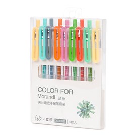 Set de 9 stylos gel de différentes couleurs.