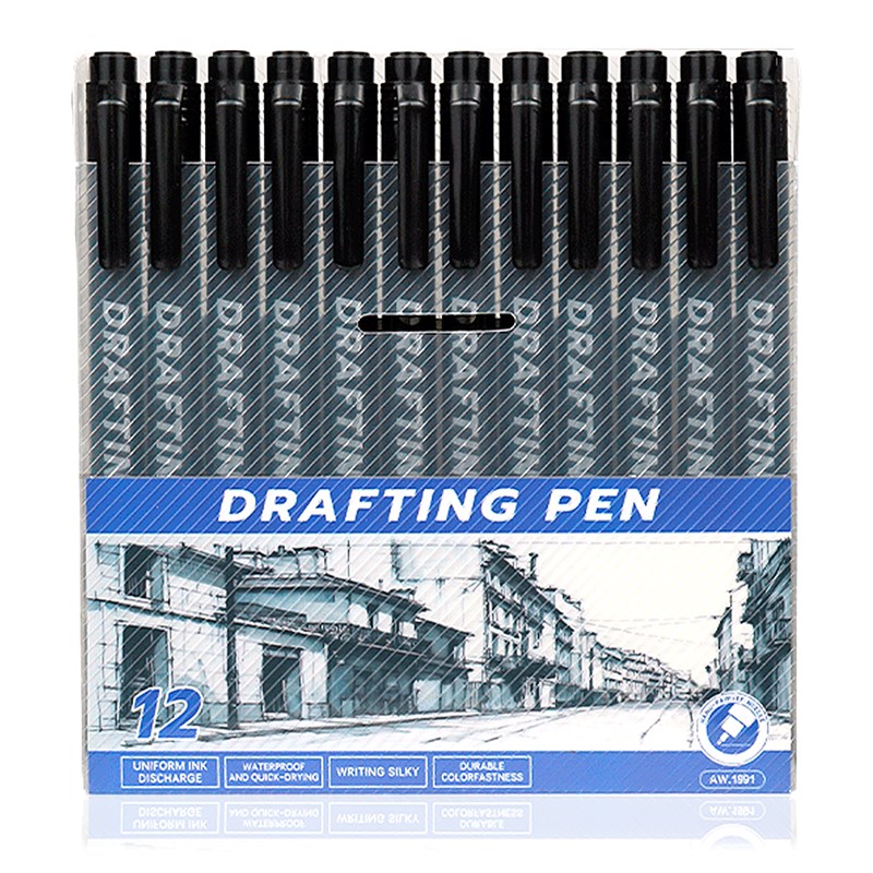 Marqueurs fineliner avec pointes variées, 12 stylos noirs avec micro délinéateur