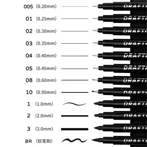 Marqueurs fineliner avec pointes variées, 12 stylos noirs avec micro délinéateur