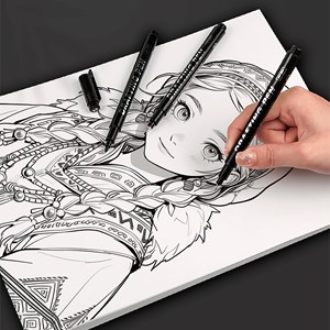 Marqueurs fineliner avec pointes variées, 12 stylos noirs avec micro délinéateur